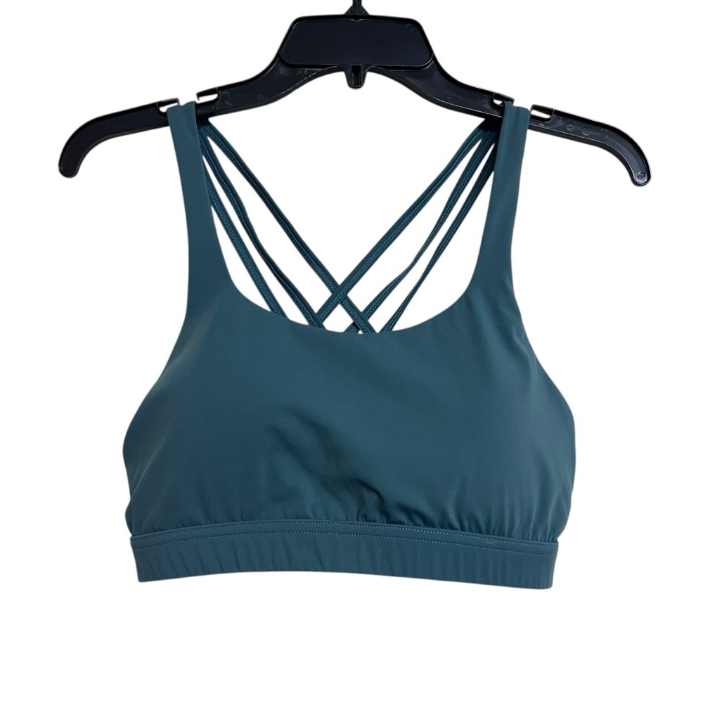 POPFLEX Teal Blue Crisscross Strappy Sports Bra